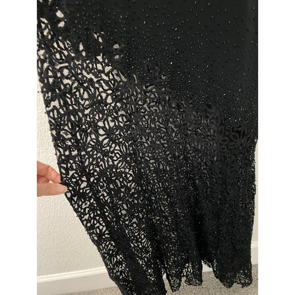 Cache Gorgeous Vintage Beaded Black Gown Women's Size 12 Full Length Lace* - Picture 13 of 14